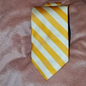 BROOKS BROTHERS Men's Yellow and White NECKTIE